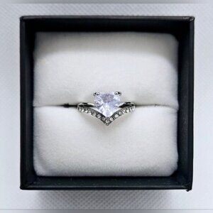 Sterling Silver 925 CZ Heart-Shaped Wedding Anniversary / Engagement